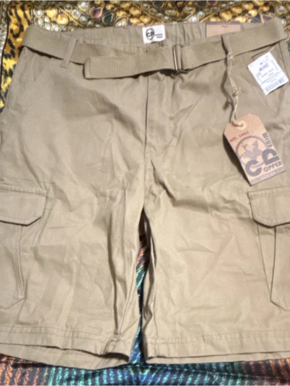 Men's Tan Cargo Shorts with Belt